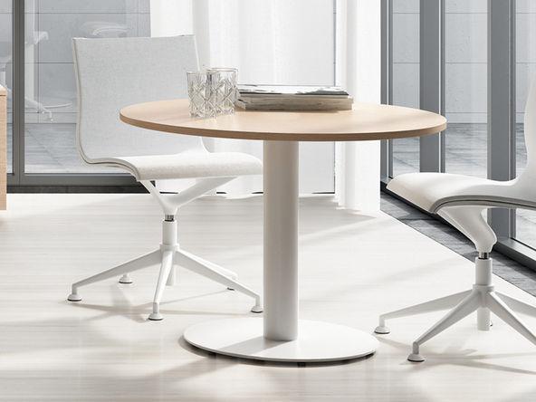 Table de réunion ronde Frezza - piètement métal - plateau bois - diamètre 80, 100, 120 cm - hauteur 74 cm - avec ou sans top access_0