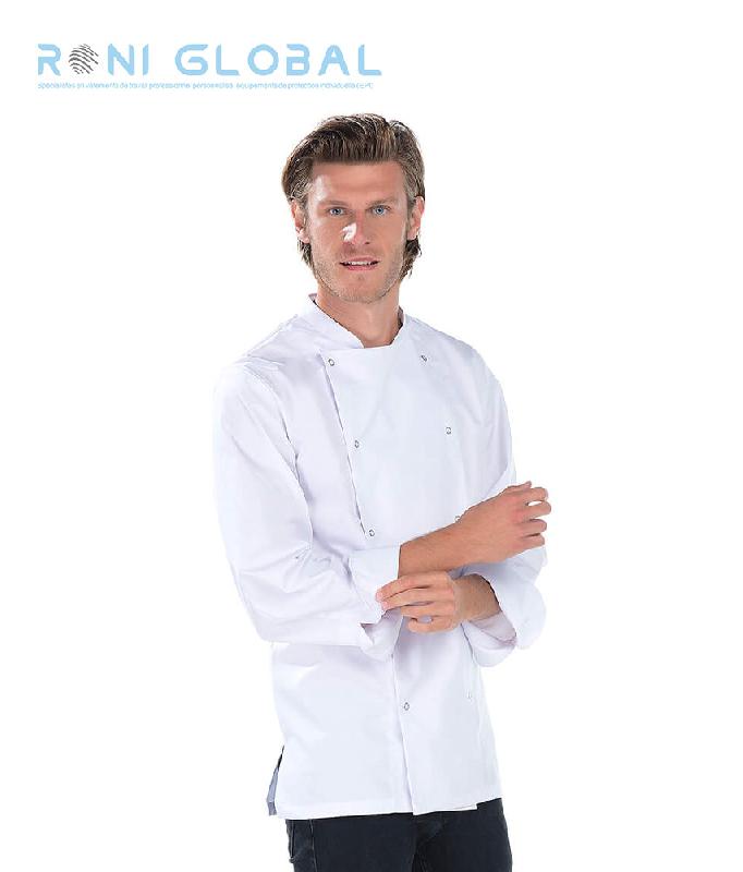 Veste de cuisine homme manches longues avec poignets mousquetaire, 2 poches, double rangée de pressions - JIMMY REMI CONFECTION_0