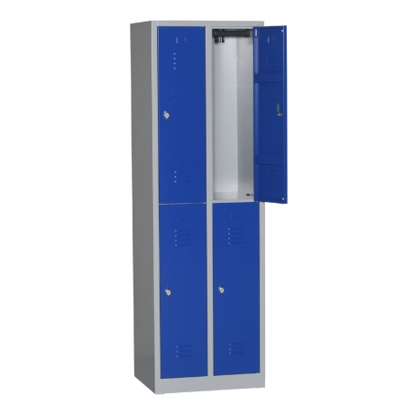 Vestiaire bi-places 4 cases - acier robuste, H180xL80xP50cm - finition peinture époxy_0