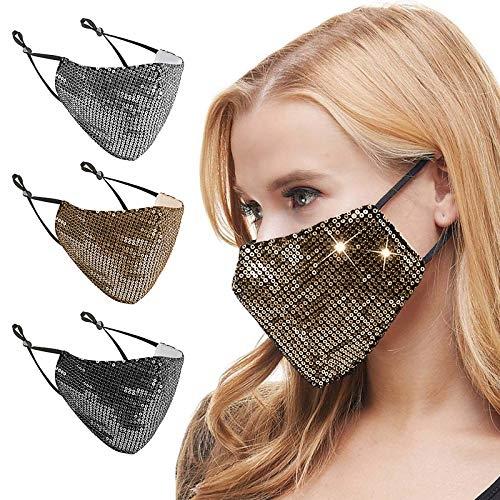 Masque de sport réutilisable - respirant et à paillettes - bandanas en coton lavable et réglable_0