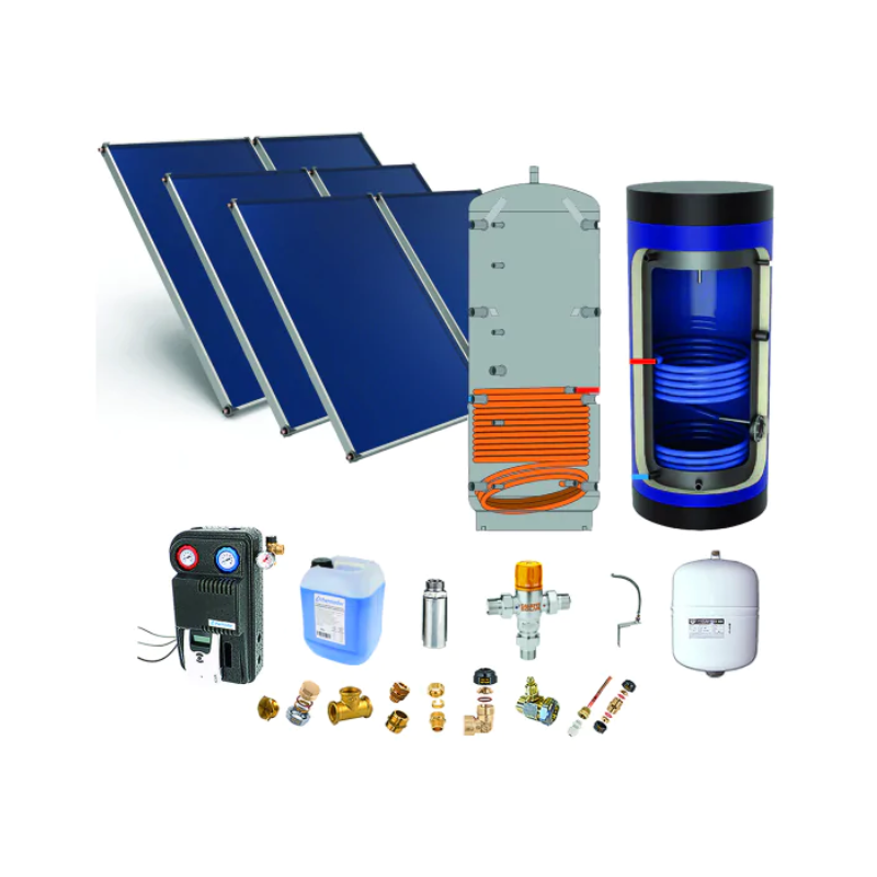 Astrea Pack F - SSC toiture inclinée 6 capteurs solaires, double ballon : chauffage 300L + sanitaire 500L - Thermador - PSOL2BCHECS635M_0