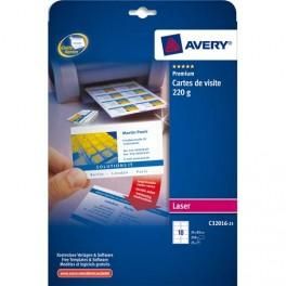 AVERY POCHETTE DE 100 CARTES DE VISITE 85X54MM 220G QUICK&CLEAN LASER COULEUR & MONOCHROME FINITION MATE