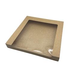 Boîte pâtissière kraft avec fenêtre 300x300x40 mm - JORIDEAL - marron en carton_0