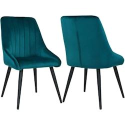 Décoshop26 - 2 chaises de salle à manger en tissu velours rembourré pétrole pieds évasés en métal noir CDS09318 - noir 3000471469600_0