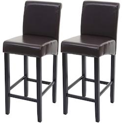 Décoshop26 - Lot de 2 tabourets de bar en synthétique marron pieds foncés avec repose pieds TDB04004 - marron 3000030436579_0