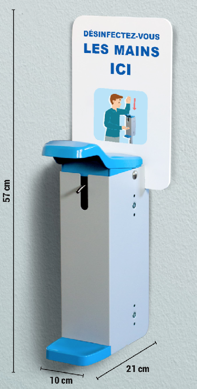 Distributeur manuel de gel - À fixer ou à poser - Actionnement avec le coude - Réservoir 1,1L_0