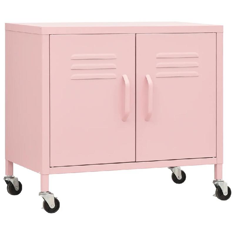 Helloshop26 - Armoire de rangement avec étagère réglable mobilité facile 60 x 35 x 56 cm en acier rose 02_0046898 - rose acier 3000234487186_0