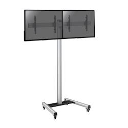 KIMEX Support sur roulettes pour 2 écrans TV 43'' - 49'' - Hauteur 240cm - gris 3700685417199_0