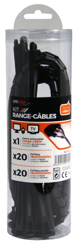 Kit range-câbles - 40 colliers serre-câbles et 1 gaine en plastique_0