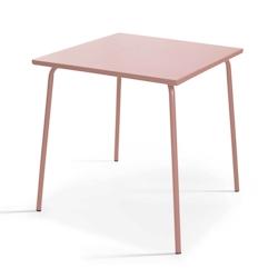Oviala Business Table de jardin carrée en métal rose poudré 70cm - rose acier 113909_0