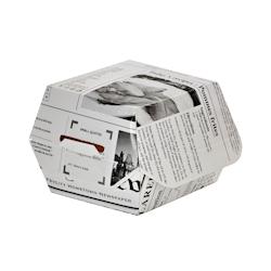 Boîte burger en carton blanc Packnwood FHC - Décor journal - 500 pcs - 75x75x50mm - Multicolore - Référence 210EATBNEWS50_0