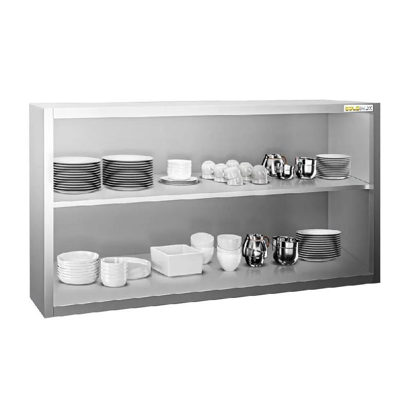 Placard mural inox 1600 x 400 mm / Hauteur 800 mm ouvert PREMIUM - GOLDINOX - gris inox 3701770819966_0
