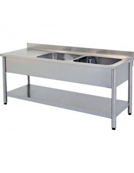 Plonge inox deux bacs avec égouttoir gauche - Référence : PLG1660_0