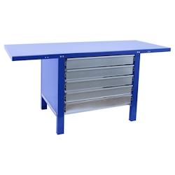 PROREGAL Etabli BUFFALO METAL avec 5x Tiroir | HxLxP 83x150x73cm | Capacité de Charge 700kg | Bleu - bleu métal PR_RS157-23_0