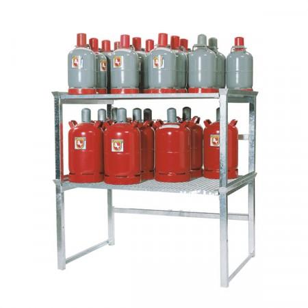 Rayonnage pour bouteilles de gaz - acier robuste avec caillebotis galvanisé - charge 500 kg_0
