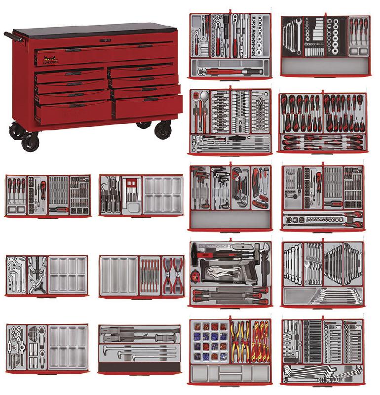 Servante rouge mega master set 6 tiroirs et coffre superieur Teng Tools TCMM1011STK_0