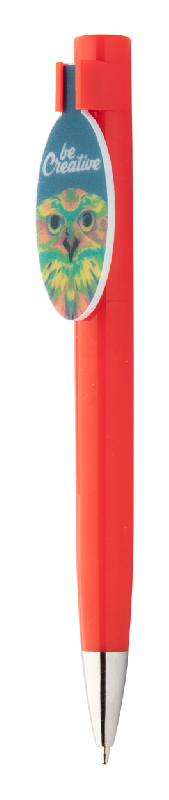 Stylo à bille en plastique - clip sur mesure - encre bleue - marquage UV LED inclus - rouge - 9 gr_0