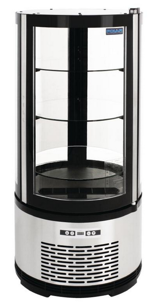 Vitrine réfrigérée à gâteaux 100L - pâtissière cylindrique - 4 étagères tournantes_0