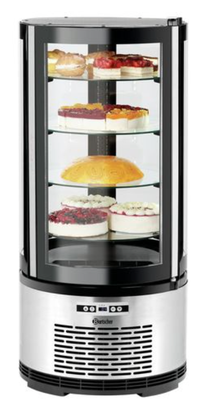 Vitrine réfrigérée à gâteaux 100L - pâtissière cylindrique - 4 étagères tournantes_0