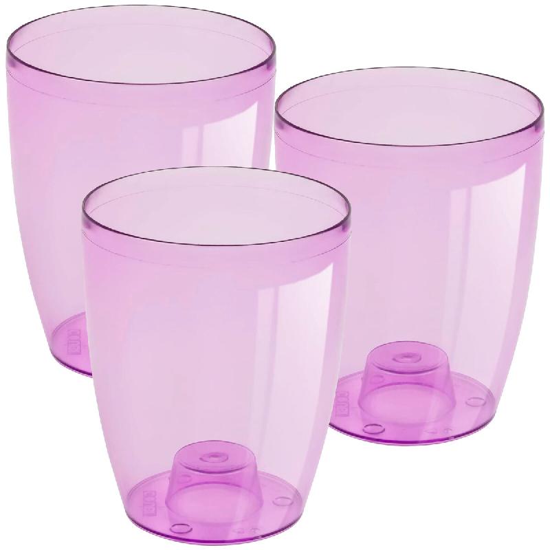 WellHome - Lot de 3 pots 1,4 L Coubi Ø13,2 cm chacun, coloris violet transparent - multicolore plastique PK4599_0