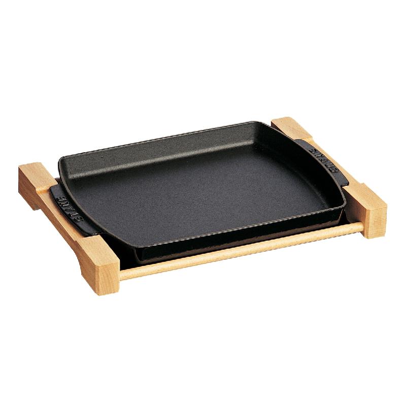 ASSIETTE RECTANGULAIRE NOIR FONTE D'ACIER 33X23 CM STAUB