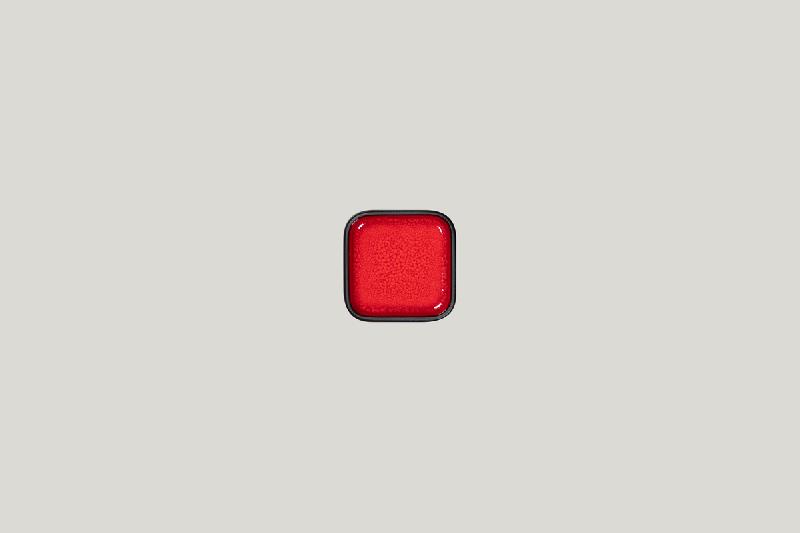 ASSIETTE PLATE CARRÉ ROUGE PORCELAINE 8X8 CM FRACTAL RAK