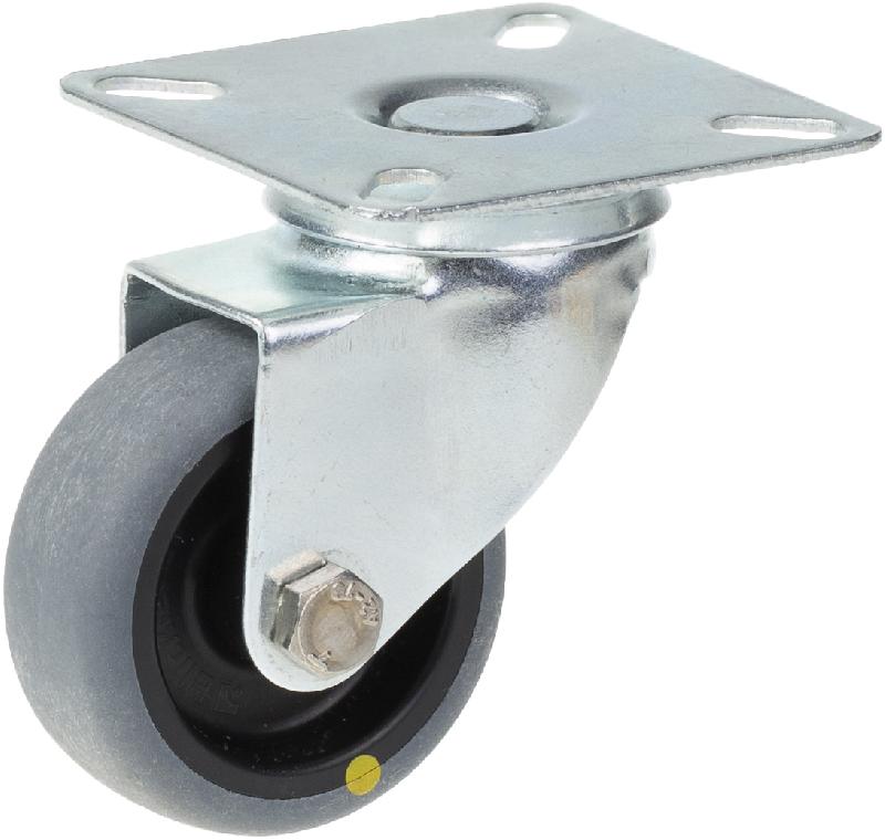 Roulette pivotante de 50 mm avec caoutchouc thermoplastique gris conducteur d'électricité sur les pôles._0