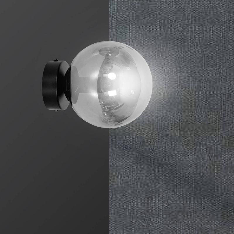 EMIBIG LIGHTING APPLIQUE MURALE GLASSY, NOIR, GRAPHITE, VERRE, E14, Ø 14 CM