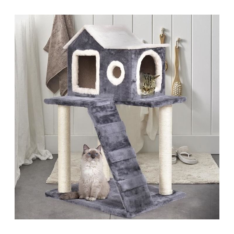 Costway Arbre Achat Avec Griffoir Sisal Centre D Activites Avec Une Nacelle Et Une Echelle 60 45 cm Comparer Les Prix De Costway Arbre Achat Avec Griffoir Sisal Centre D Activites Avec Une Nacelle