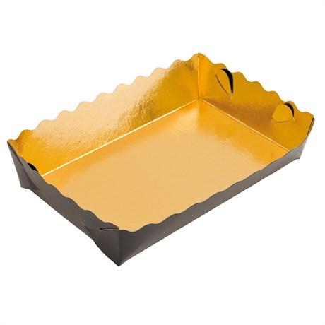 BARQUETTE PÂTISSERIE DEUX FACES 13X9X3.5 CM CARTON OR/NOIR (VENDU PAR 250)