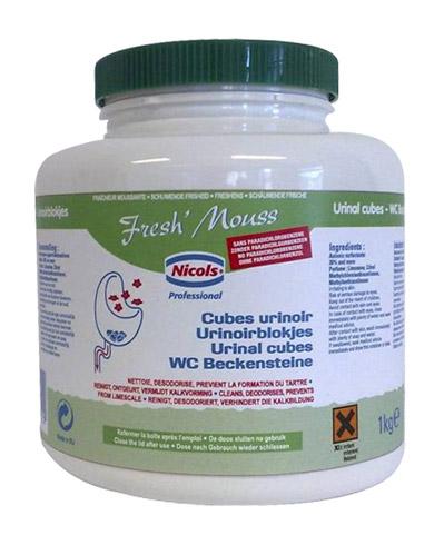 BLOC POUR URINOIRS FRESH' MOUSS NICOLS PROFESSIONNAL, FRAÎCHEUR PIN - BOÎTE DE 1 KG