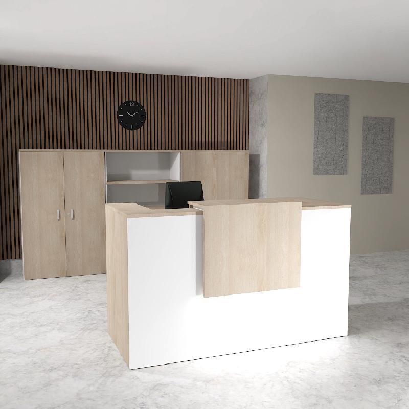 Borne d'accueil bicolore Delta First avec réhausse - Mobel Linea. - 164, Non, Blanc/ acacia clair_1