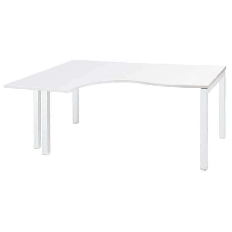 BUREAU COMPACT RETOUR A GAUCHE ACTUAL - L. 160 X P. 120 CM - PLATEAU BLANC - 4 PIEDS BLANCS
