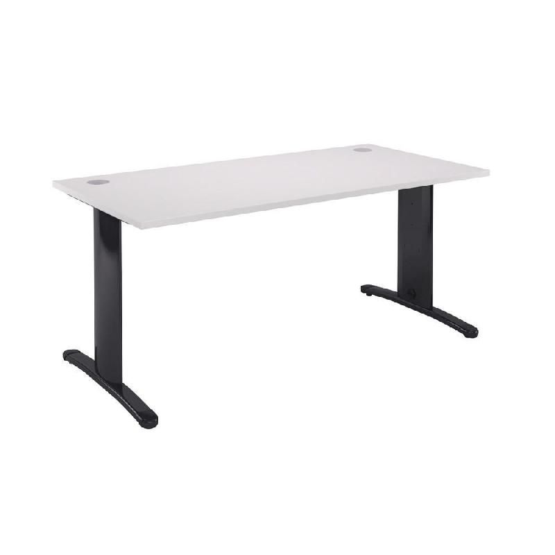 BUREAU COMPACT RETOUR À GAUCHE IMEDIA - L. 180 X P. 110 CM - PLATEAU BLANC - PIEDS ANTHRACITE