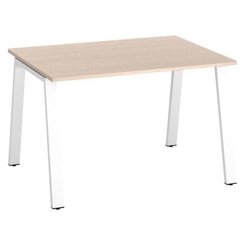 BUREAU DROIT ECLA CHÊNE CLAIR L 120 X P 80 CM PIÈTEMENT MÉTAL FINITION BLANC