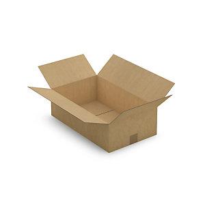 CAISSE CARTON PLATE BRUNE SIMPLE CANNELURE RAJA 50X30X15 CM