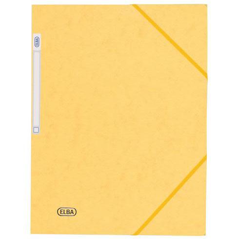 LOT DE 10 - CHEMISE À ÉLASTIQUE 3 RABATS CARTE EUROFOLIO OXFORD 24,5 X 32 CM DOS 2 CM JAUNE