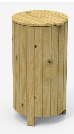 Poubelle publique en bois Rustica PA639T - traitement autoclave classe IV - finition naturelle_0