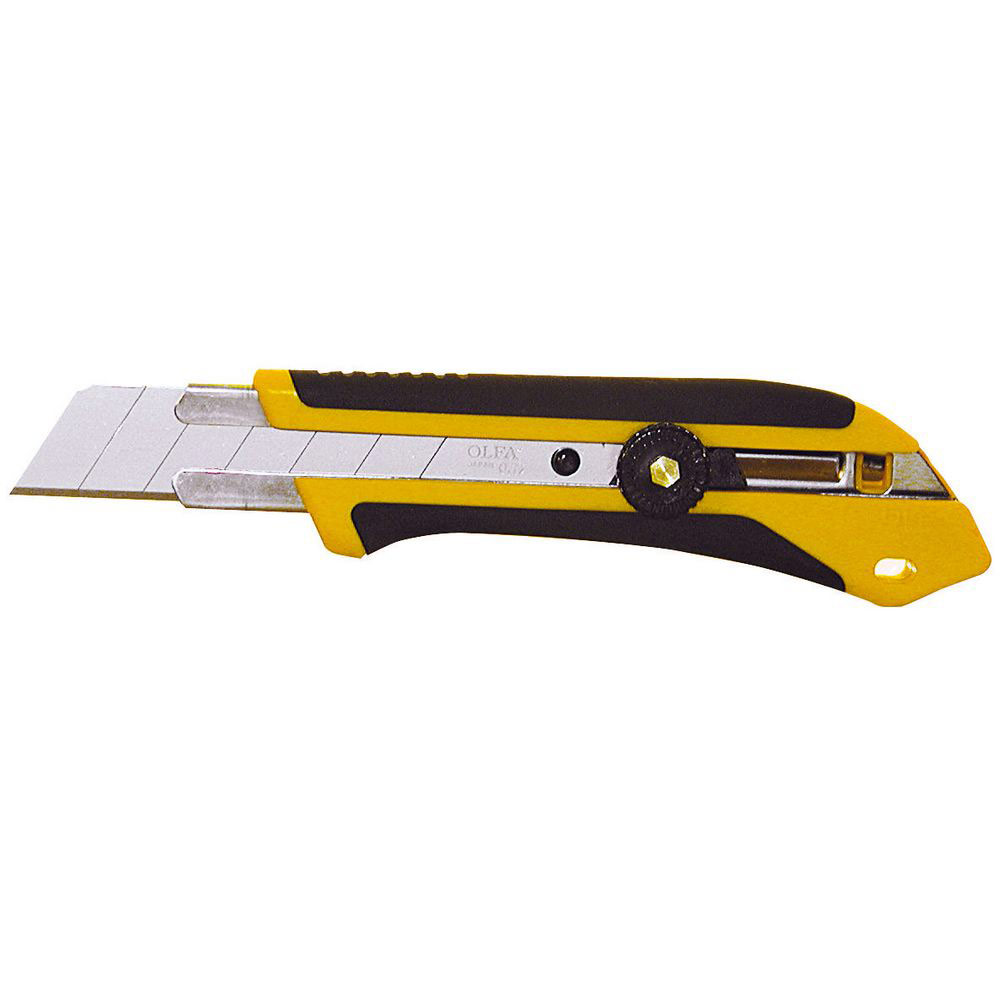 CUTTER OLFA XH-1 - MANCHE EN CAOUTCHOUC - BLOCAGE PAR MOLETTE - LAME SECABLE 25 MM - JAUNE/NOIR