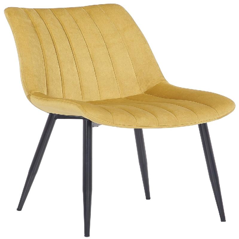 Décoshop26 - Chaise de salle à manger x1 couture décorative vertical avec pieds en métal noir mat et assise en velours jaune 10_0002331 - jaune m�_0