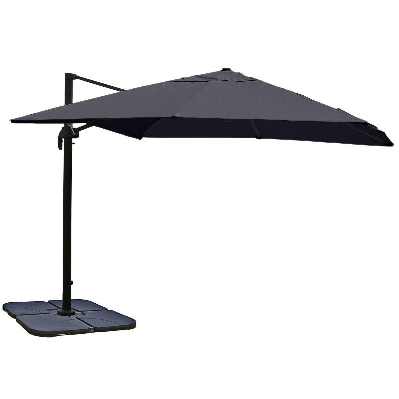 Décoshop26 - Parasol déporté 3 x 4 m Ø env. 5 m aluminium et polyester anthracite rotatif avec pied 04_0007979 - aluminium 3000262408146_0