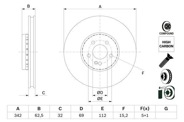Disque de frein Bosch 0986479H41 - Avant - ventilé - boîte de 1 disque_0