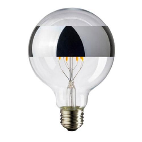 Ampoule LED E27 Globe 95 Bagué Argent - Effet Filament 6W=48W 2700K Dimmable LAES_0