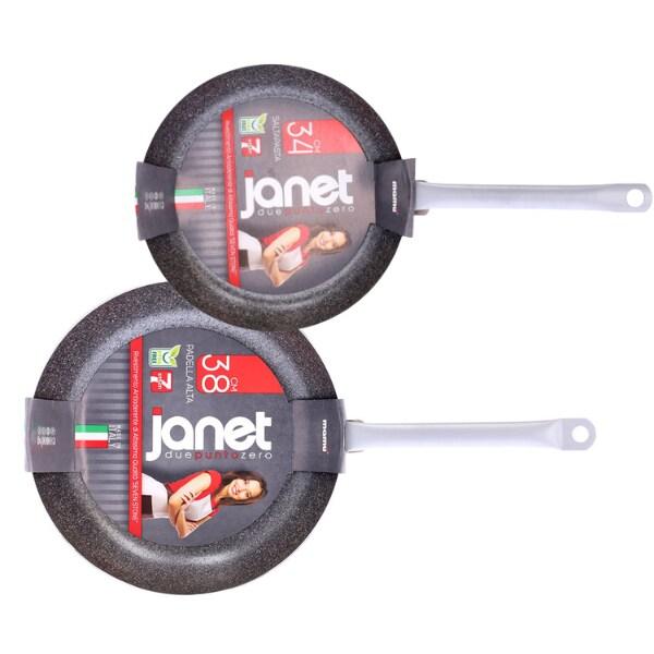 Ensemble de 2 poêles à sauter Mamù, antiadhésives, en aluminium, résistantes aux rayures, sans PFOA, avec long manche en fer, Ø 34/38 cm - alumi_0