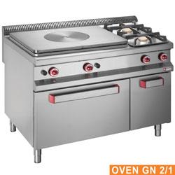 Fourneau plaque coup de feu - 2 feux - Four GN 2/1 - Armoire neutre fermée - Modèle G99/T2BFA3-S_0