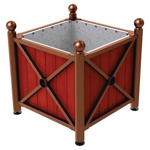 JARDINIÈRE AC/BOIS PROVINCE BOULE 80X80 CM ACAJ/CORTEN - PROCITY