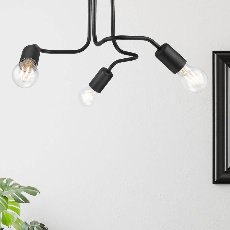 LAMKUR PLAFONNIER JOIY, ÉTALÉ, 3 LAMPES, NOIR