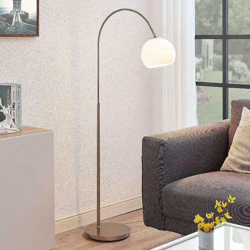 LINDBY LAMPE ARQUÉE CYNTHIA, NICKEL, VERRE, 140 CM, E27