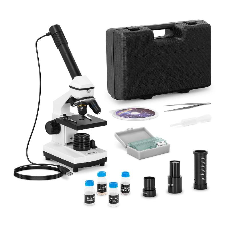 Microscope optique 20x à 1 280x avec appareil photo 10 MPX - LED - Accessoires inclus - Réf. 14_0005859_0