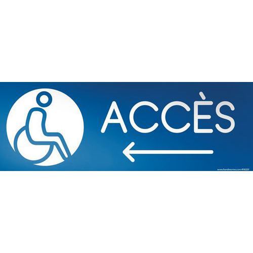 PANNEAU DESIGN ACCÈS GAUCHE+PICTO HANDICAPÉ PVC 350X125MM